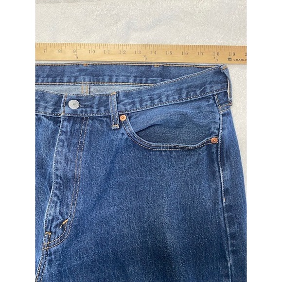 Levi's 505 Regular Fit Jeans Mens W38 L32 Medium Wash Blue Denim‎ Pants - Picture 4 of 9